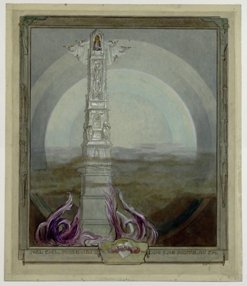 Franz von Bayros, Entwurf zu Dantes Göttlicher Komödie, Studie zu Paradiso, I, 4-5, Inv. Nr.: 3…