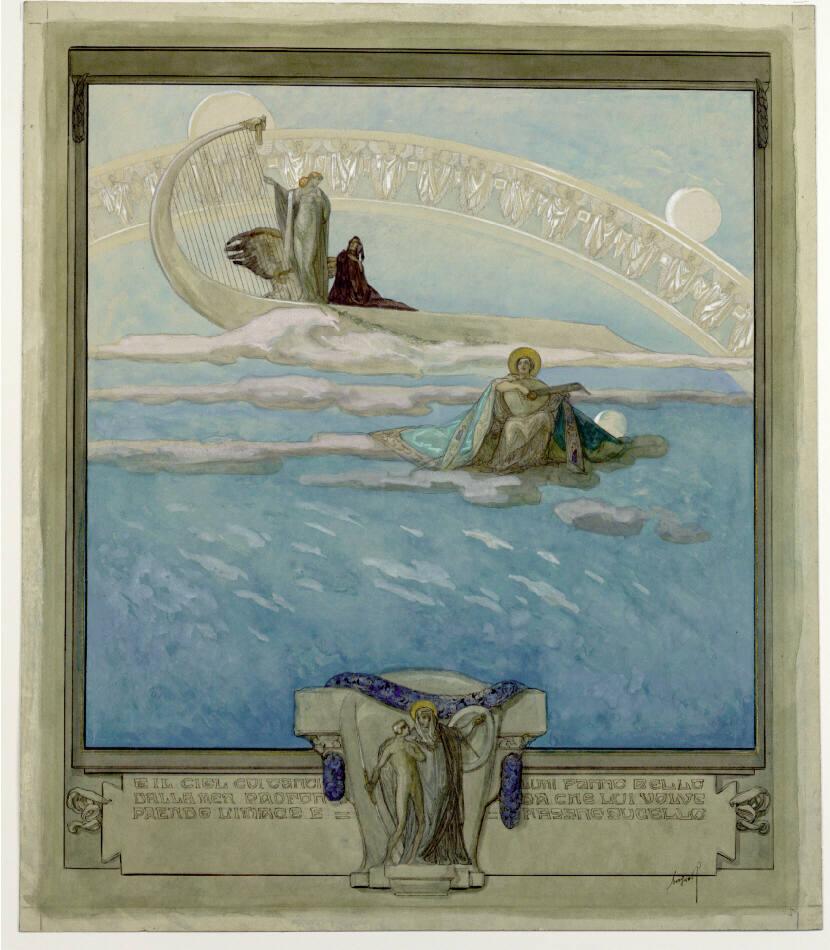 Franz von Bayros, Entwurf zu Dantes Göttlicher Komödie, Studie zu Paradiso, II, 130, Inv. Nr.: …