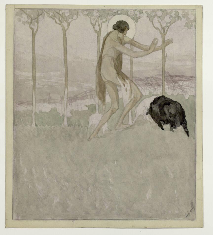Franz von Bayros, Entwurf zu Dantes Göttlicher Komödie, Studie zu Paradiso, XVI, 25, Inv. Nr.: …