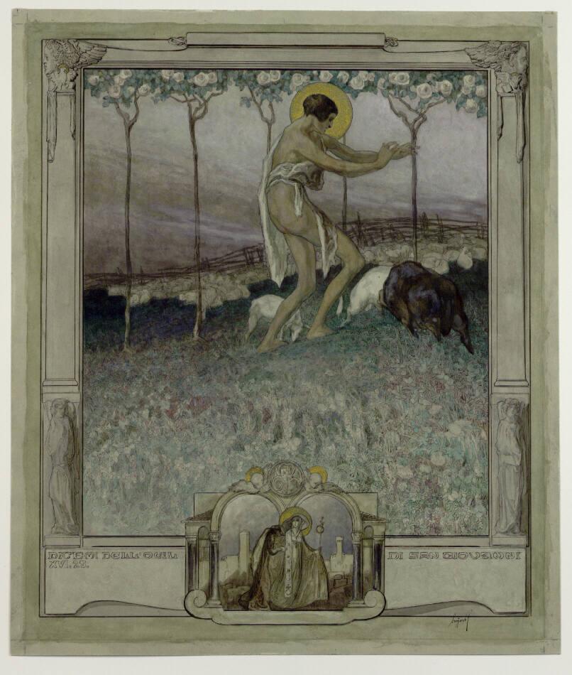 Franz von Bayros, Entwurf zu Dantes Göttlicher Komödie, Studie zu Paradiso, XVI, 25, Inv. Nr.: …