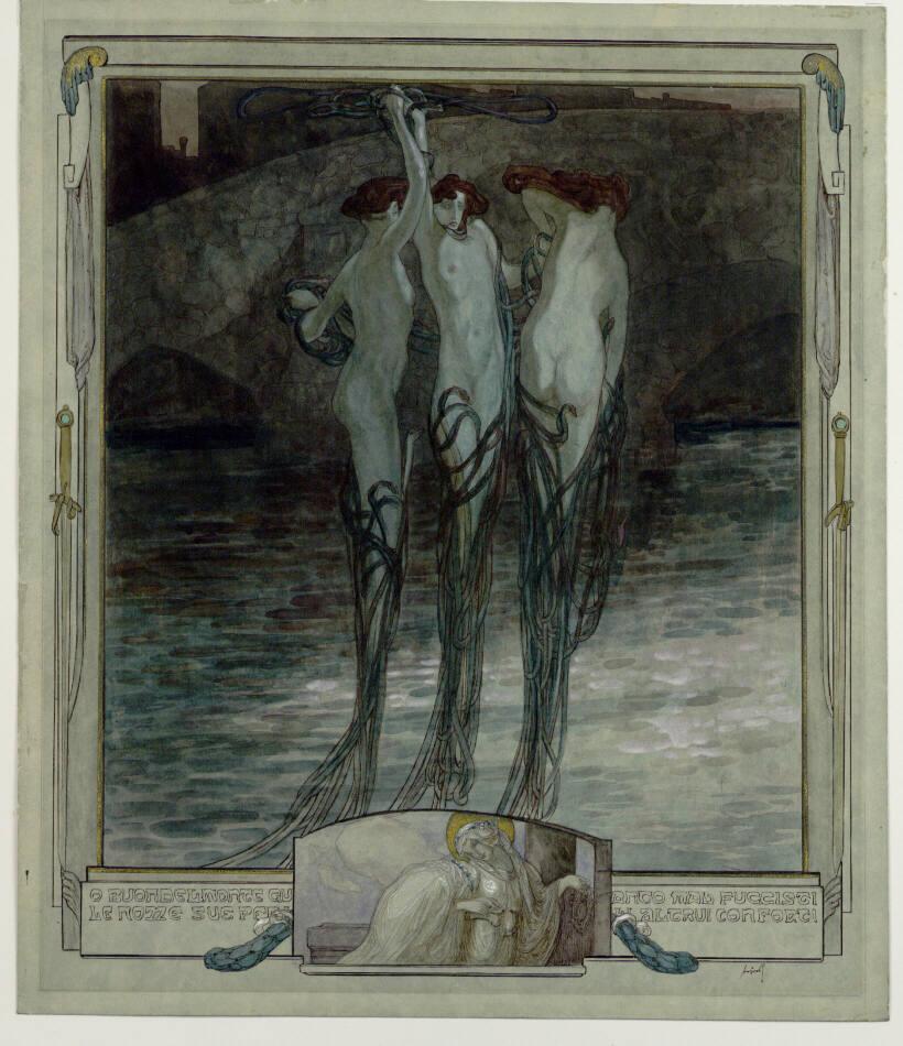 Franz von Bayros, Entwurf zu Dantes Göttlicher Komödie, Studie zu Paradiso,  XVI, 140, Inv. Nr.…
