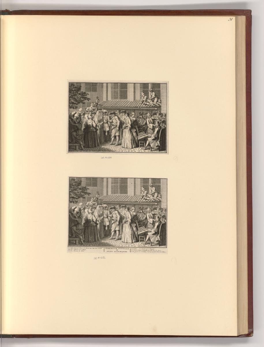 Druckgrafiken von Bernard Picart, Hochzeit deutscher Juden, Inv. Nr.: Frankreich nach Sektionen…
