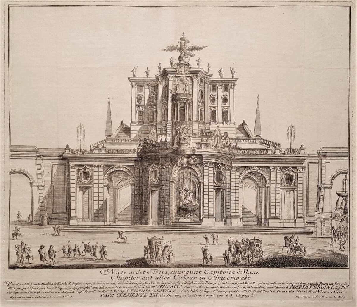 Zweites Feuerwerksgerüst zum Chinea-Fest ("Festa della Chinea") in Rom am 9. September 1730: "Das Kapitol", FilippoVasconi, 1730