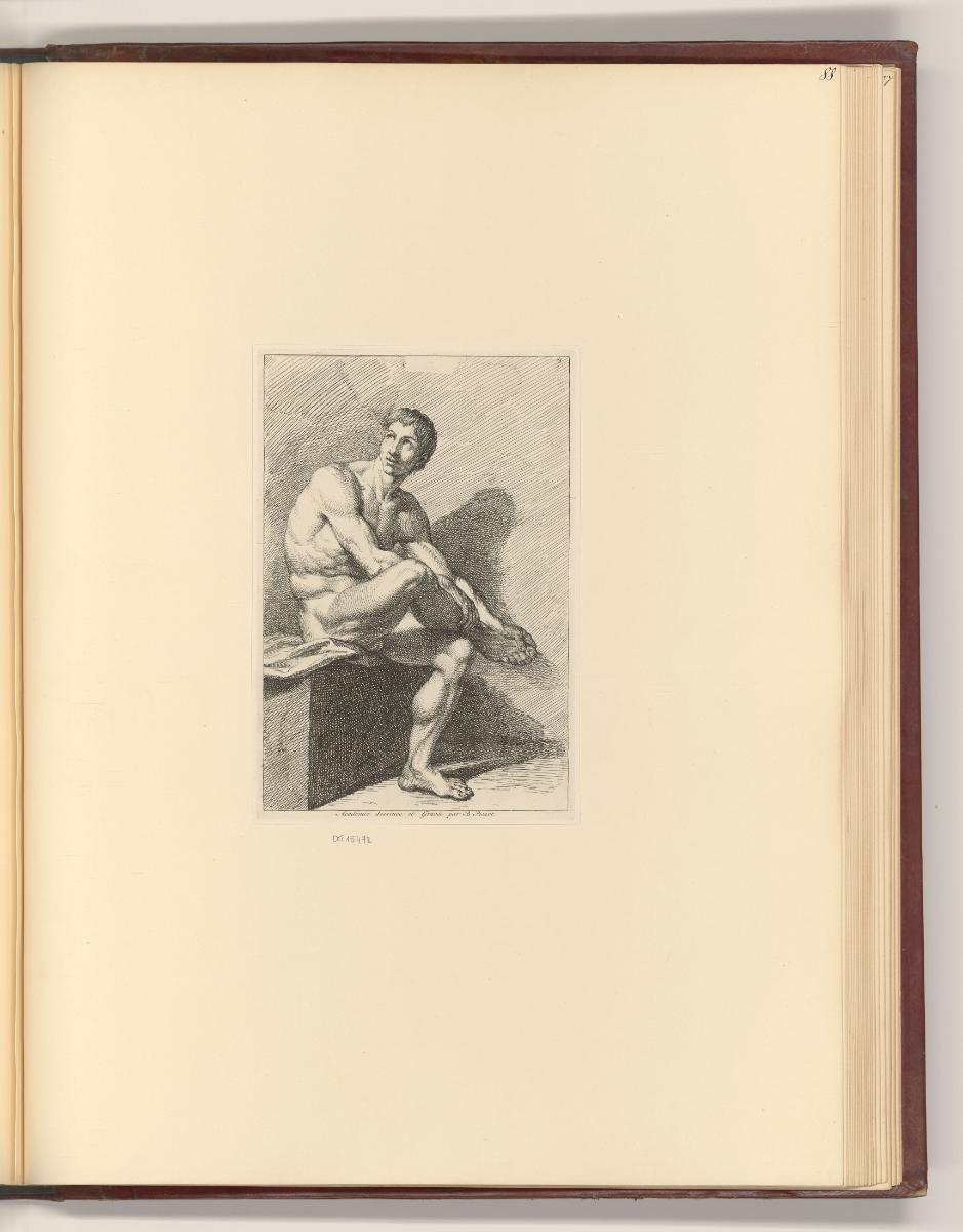 Druckgrafiken von Bernard Picart, Studie, Akt eines Mannes, sitzend, Inv. Nr.: Frankreich nach …