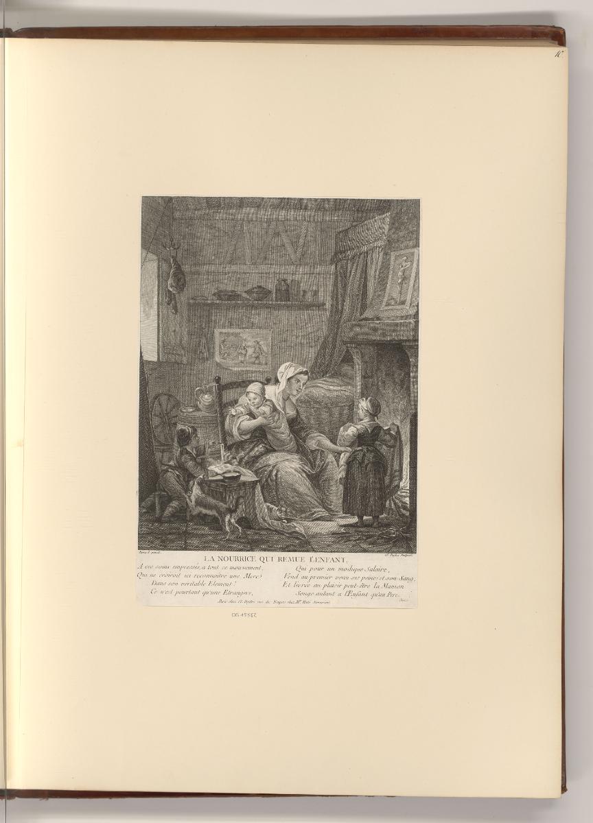 Französische Druckgrafiken des 18. Jahrhunderts, Kindermädchen mit drei Kindern, Inv. Nr.: Fran…