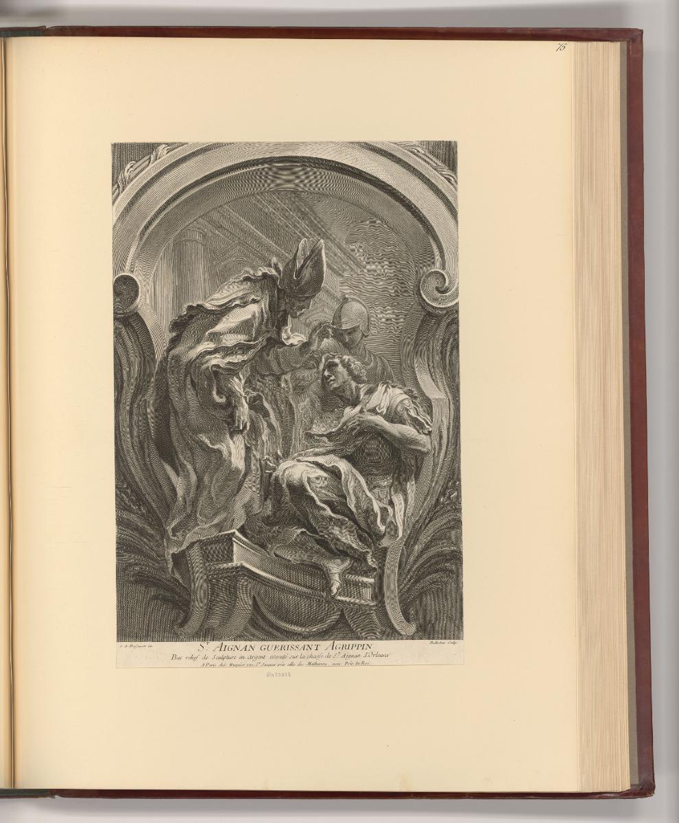 Druckgrafiken von Jacques-Philippe Le Bas und Jean Joseph Balechou, St. Aignan heilt Agrippina,…
