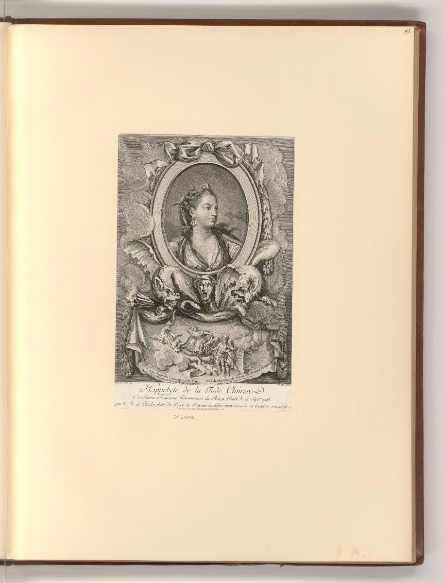Französische Druckgrafiken des 18. und 19. Jahrhunderts, Porträt Claire Clairon (Hippolyte Clai…