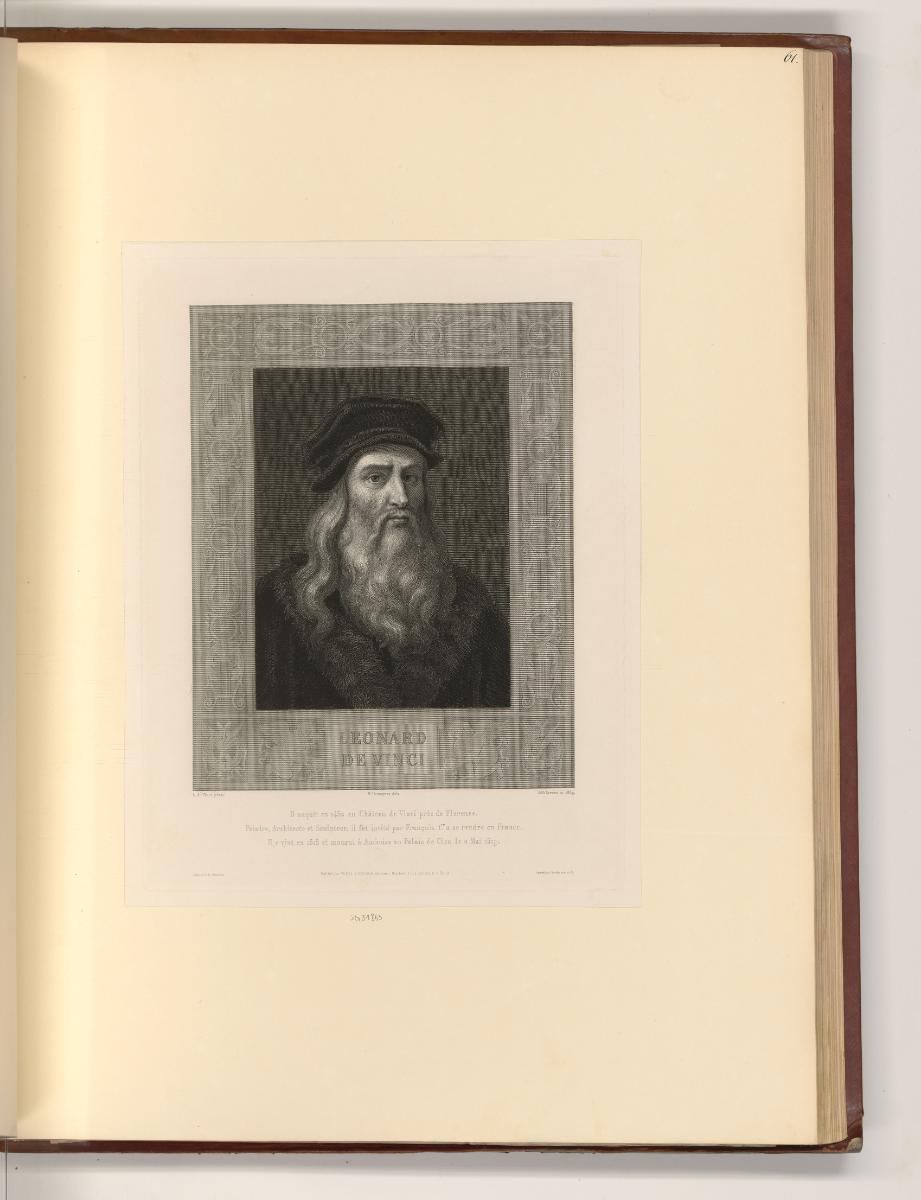 Französische Druckgrafiken des 19. Jahrhunderts, Porträt Leonardo da Vinci, Inv. Nr.: Frankreic…