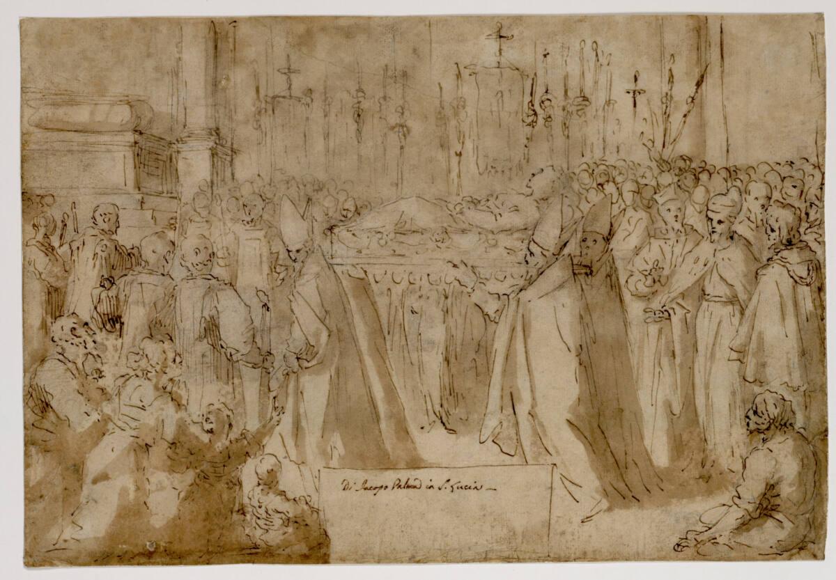 Jacopo Palma, gen. Palma il Giovane, Der Doge Enrico Dandolo läßt den Leichnam der heiligen Luc…