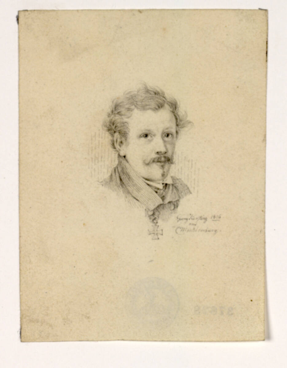 Selbstporträt mit dem Orden des Eisernen Kreuzes, Georg Friedrich Kersting, 1816