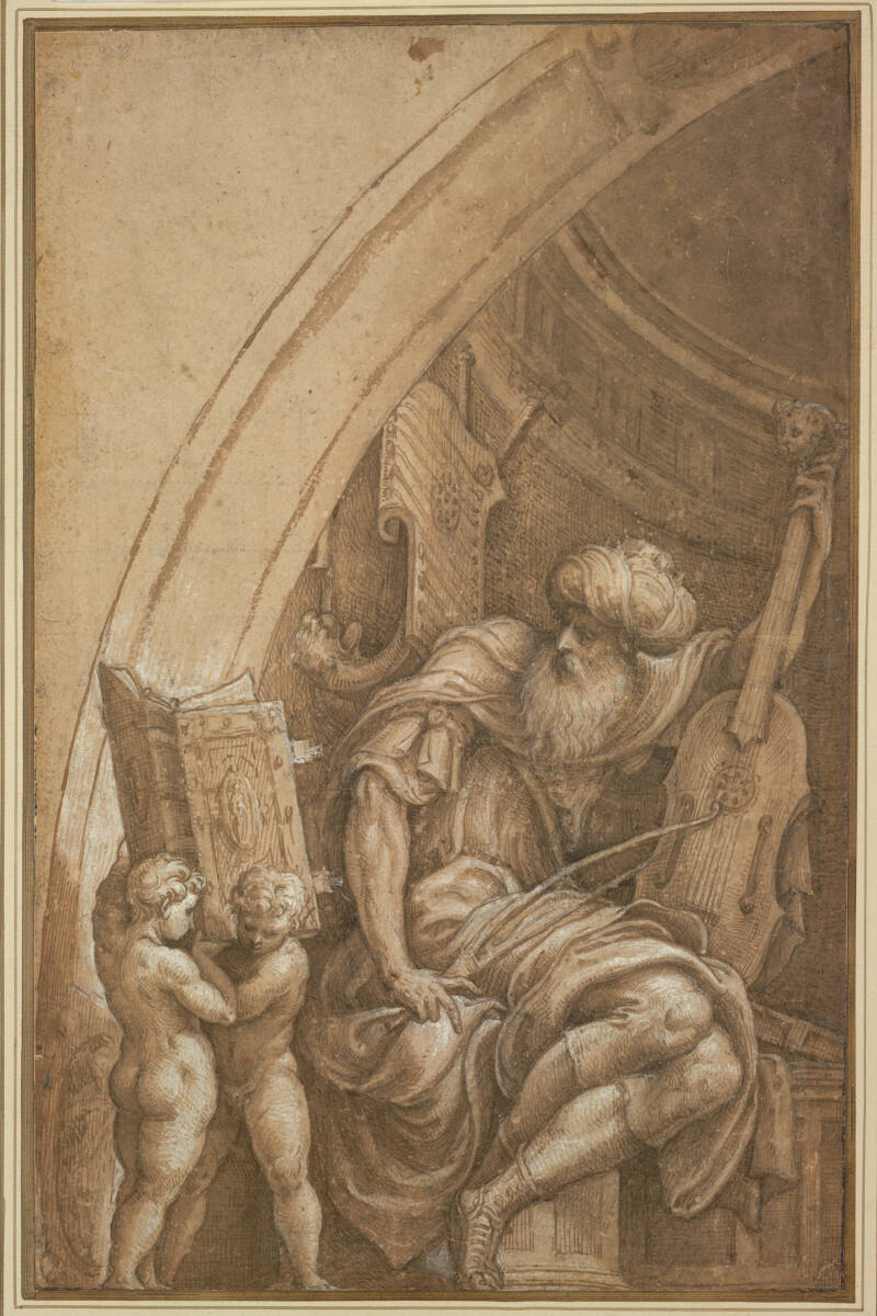 König David spielt einen Psalm auf der Viola da Gamba, Giulio Campi