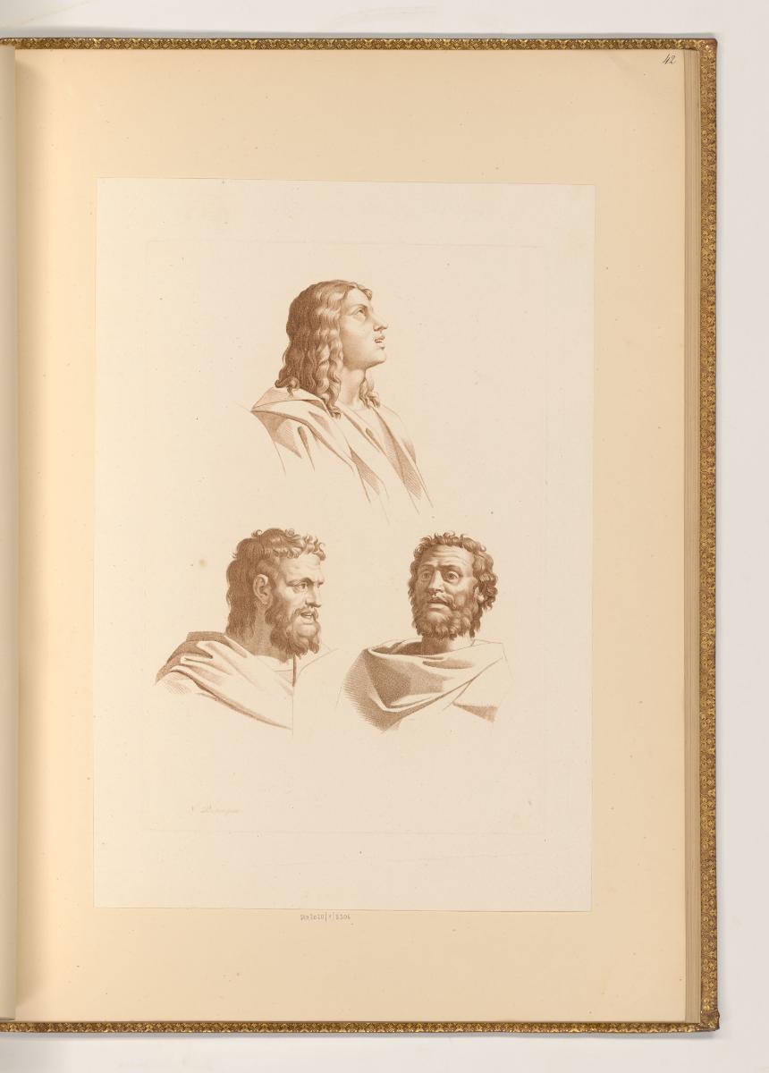 Druckgrafiken nach Nicolas Poussin, Studien: Drei Köpfe, Inv. Nr.: Frankreich nach Sektionen II…
