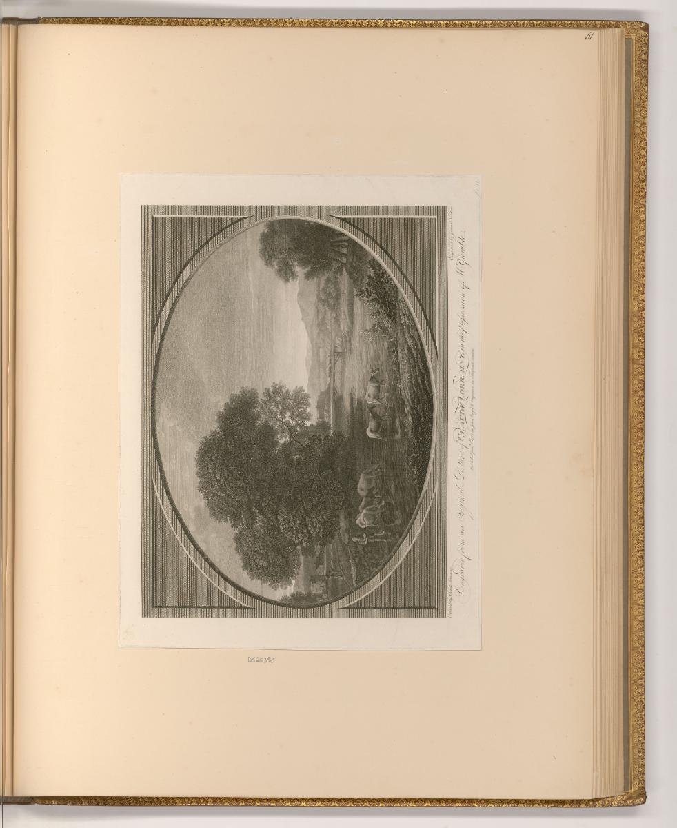 Druckgrafiken nach Claude Lorrain, Kühe am Fluss (Oval), Inv. Nr.: Frankreich nach Sektionen II…