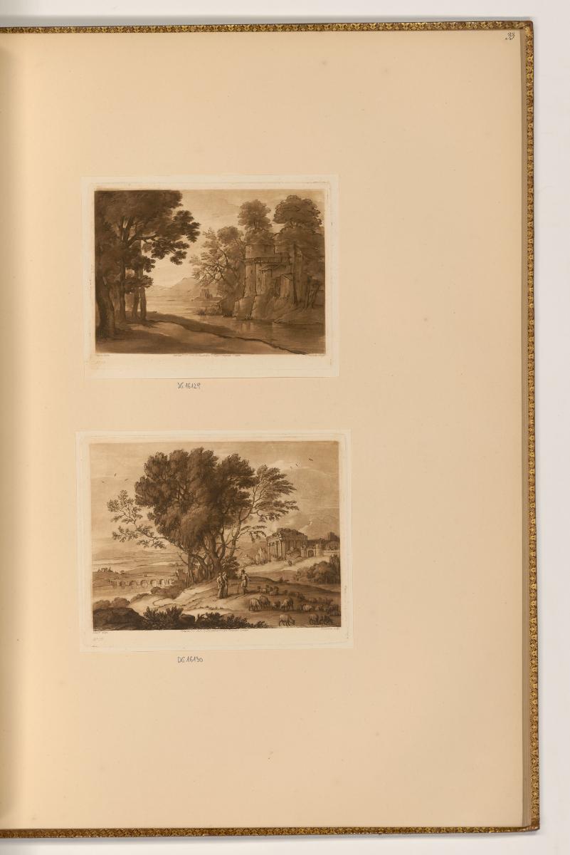 Druckgrafiken nach Claude Lorrain, Flusslandschaft mit Wassermühle; Flusslandschaft mit Ruine e…