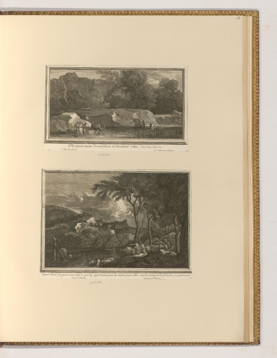 Druckgrafiken nach Sébastien Bourdon, Landschaft mit biblischer Szene, Inv. Nr.: Frankreich nac…