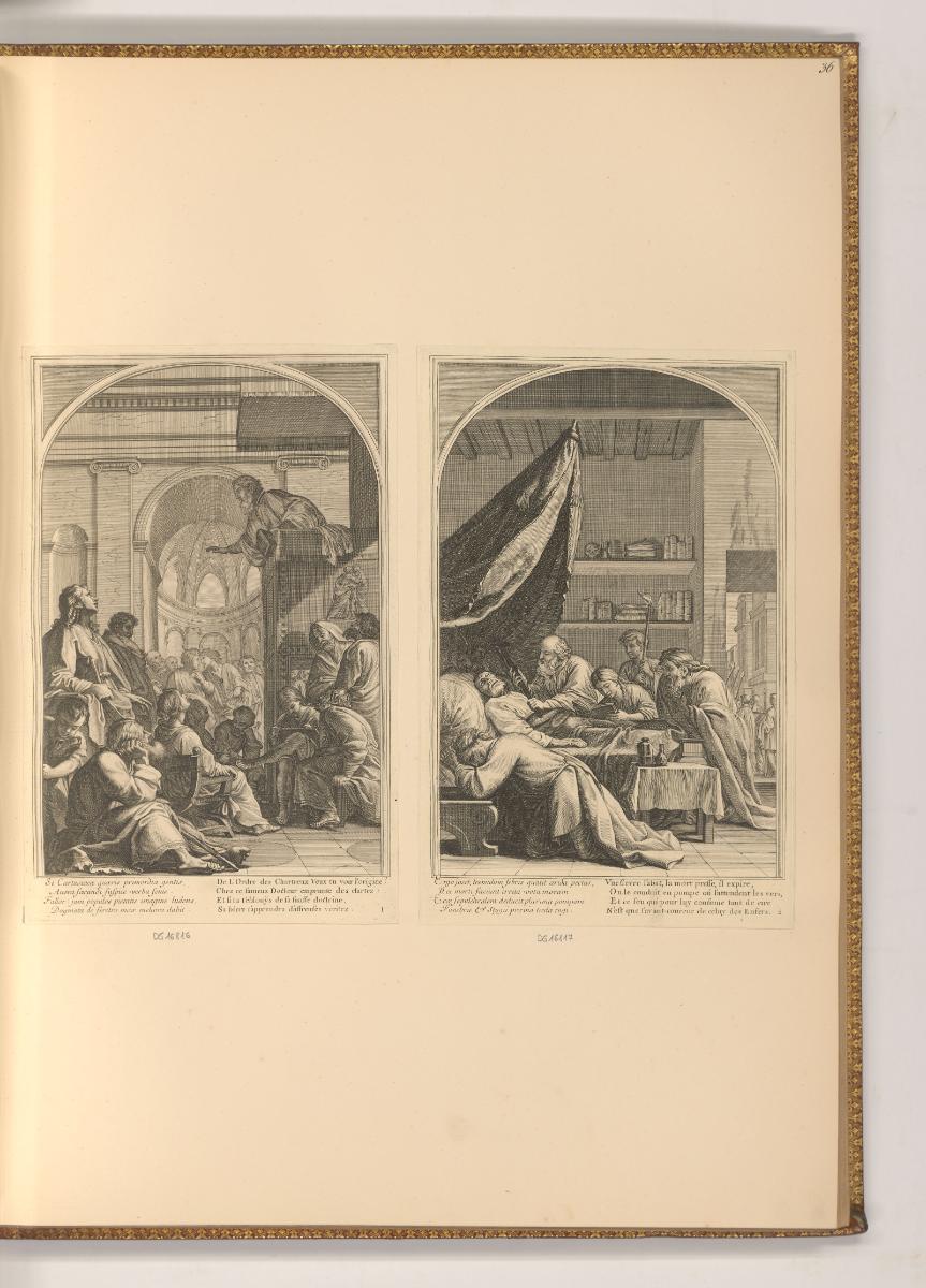 Druckgrafiken nach Eustache le Sueur, Bruno von Köln bei einer Predigt des Raymond Diocrès; Tod…