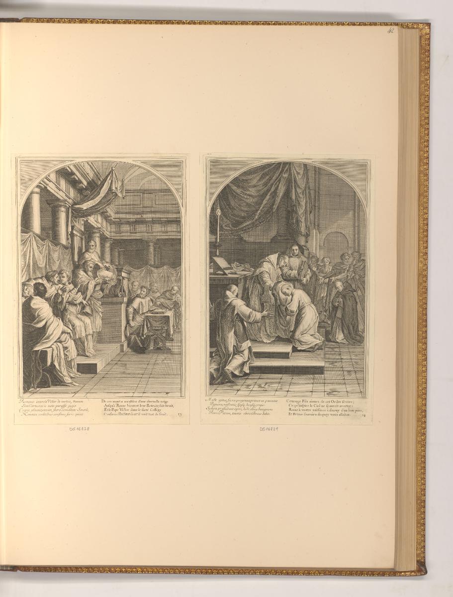 Druckgrafiken nach Eustache le Sueur, Papst Viktor bestätigt die Statuten der Kartäuser; Bruno …