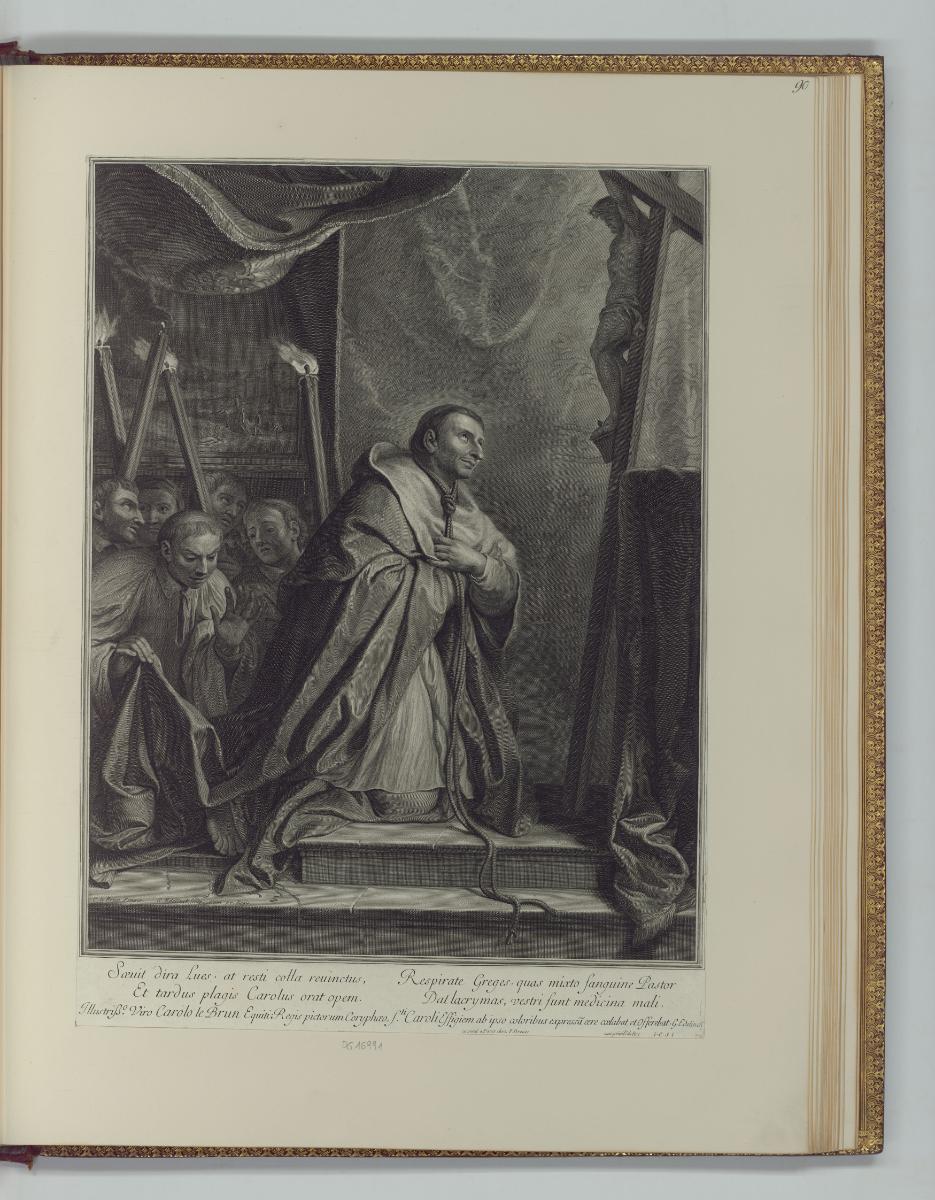 Druckgrafiken nach Charles Le Brun, Hl. Karl Borromäus vor dem Kruzifix, Inv. Nr.: Frankreich n…