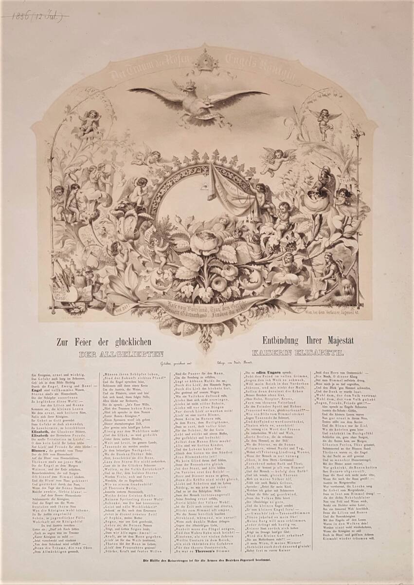 Gedenkblatt an die Geburt von Erzherzogin Sophie Friederike am 5. März 1855, FriedrichBerndt, 1855