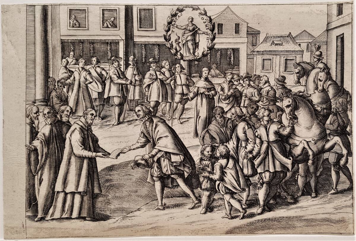 Bildteil der Trauerdekoration bei den Exequien für Großherzog Cosimo II. von Toskana in der in Kirche SS. Giovanni e Paolo in Venedig am 25. Mai 1621, GiovanniBattistaCiotti, 1621