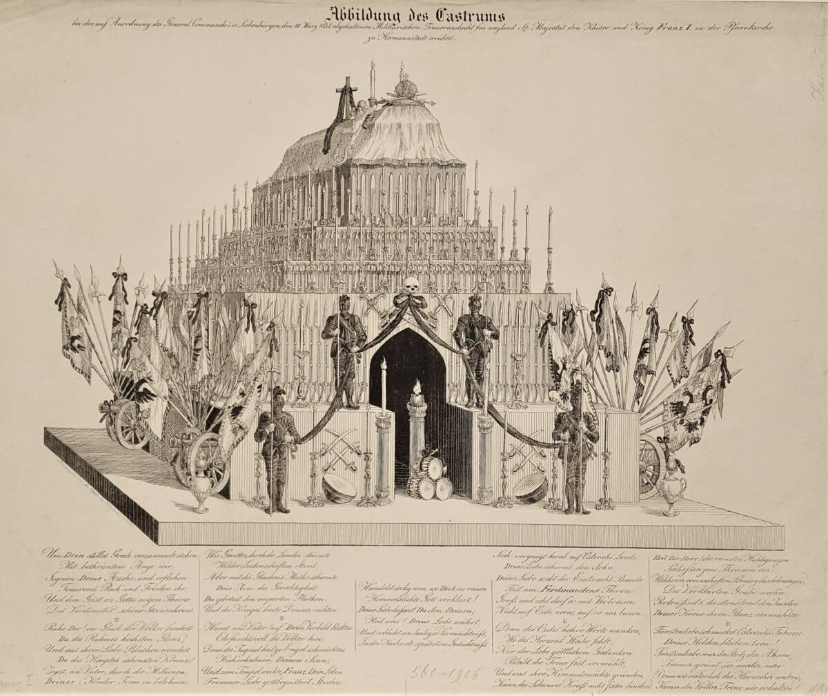 Trauergerüst für Kaiser Franz I. von Österreich in der Pfarrkirche in Hermannstadt (Siebenbürge…