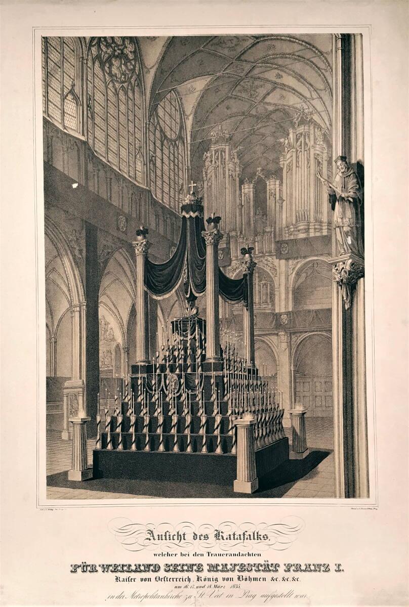 Trauergerüst für Kaiser Franz I. von Österreich vom 16. bis. 18. März 1835 in der Domkirche in …