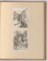 Radierungen nach Jean-Antoine Watteau, Häuserzeile mit Fluss; Park mit Baumallee, Inv. Nr.: Fra…