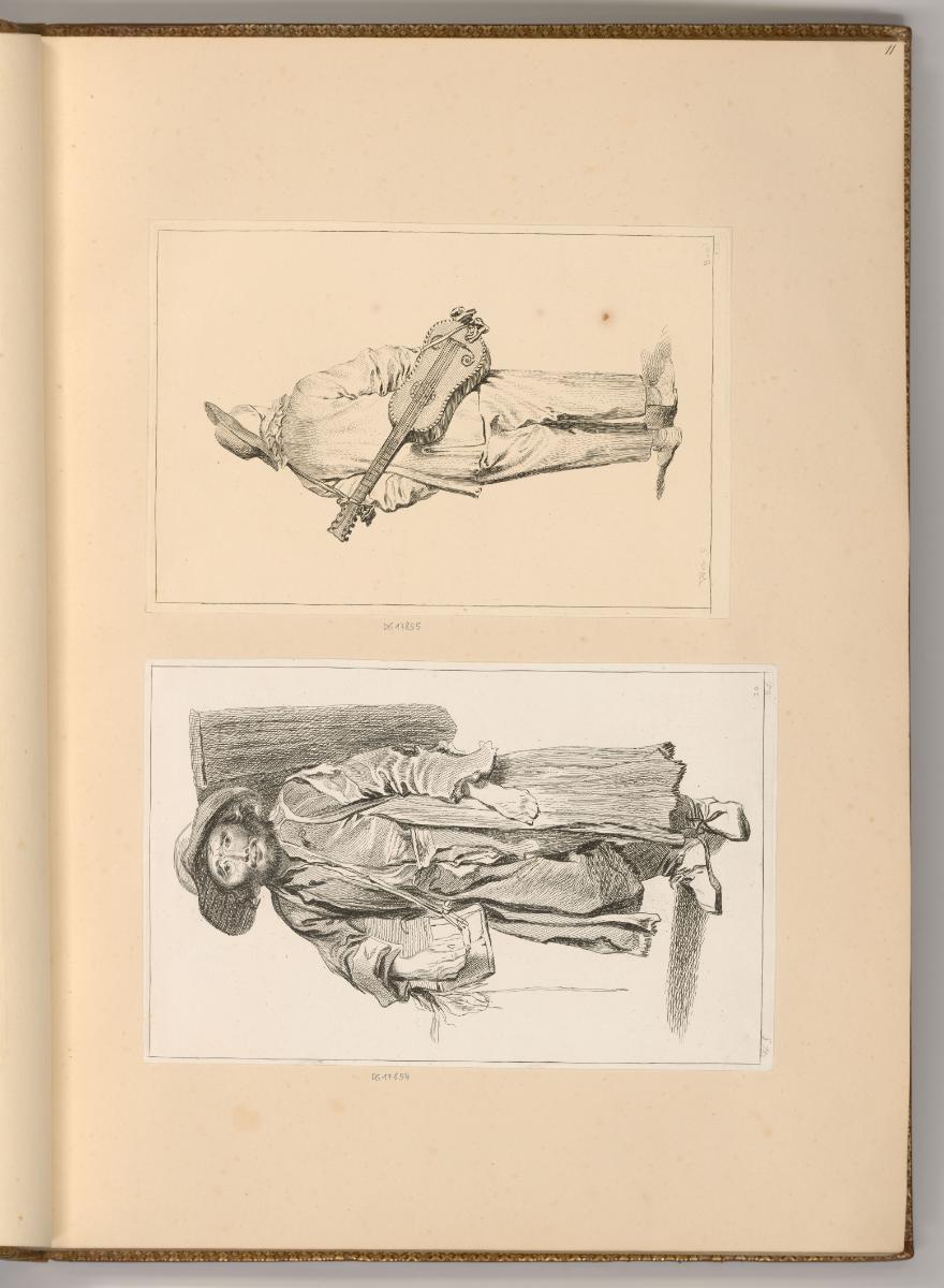 Radierungen nach Jean-Antoine Watteau, Savoyer; Rückenansicht eines Mannes mit Gitarre, Inv. Nr…