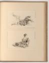 Radierungen nach Jean-Antoine Watteau, Liegender Mann; Rückansicht einer sitzenden Frau, Inv. N…