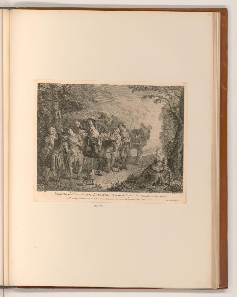 Druckgrafiken nach Charles Parrocel, Nicolas Lancret und Jean-Baptiste Pater, Ragotin declame d…