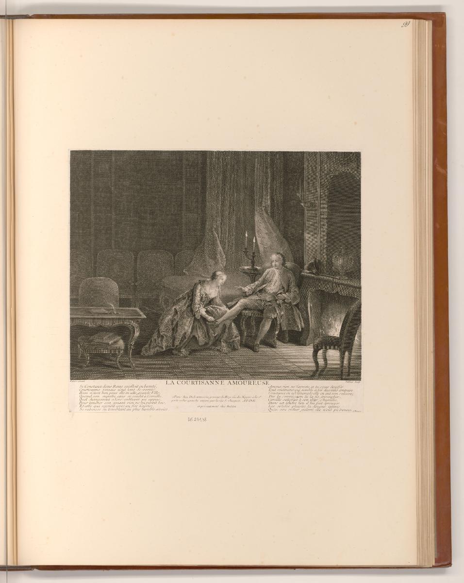 Druckgrafiken nach Charles Parrocel, Nicolas Lancret und Jean-Baptiste Pater, La courtisanne am…