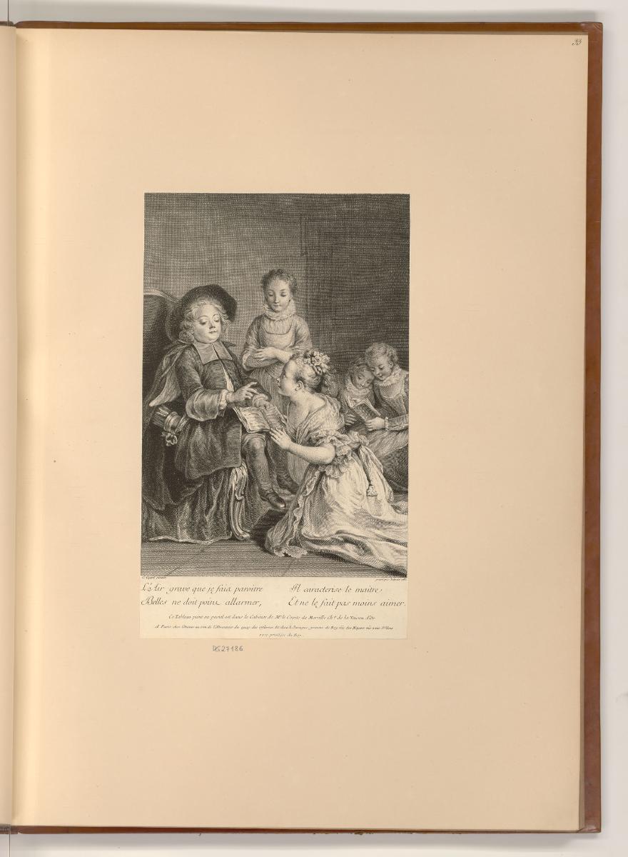 Druckgrafiken nach Jean Restout, Charles Coypel und Etienne Jeaurat, L'Amour précepteur, Inv. N…