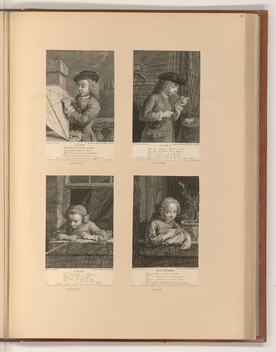 Druckgrafiken nach Jean Restout, Charles Coypel und Etienne Jeaurat, L'air; Le feu; L'eau; La t…