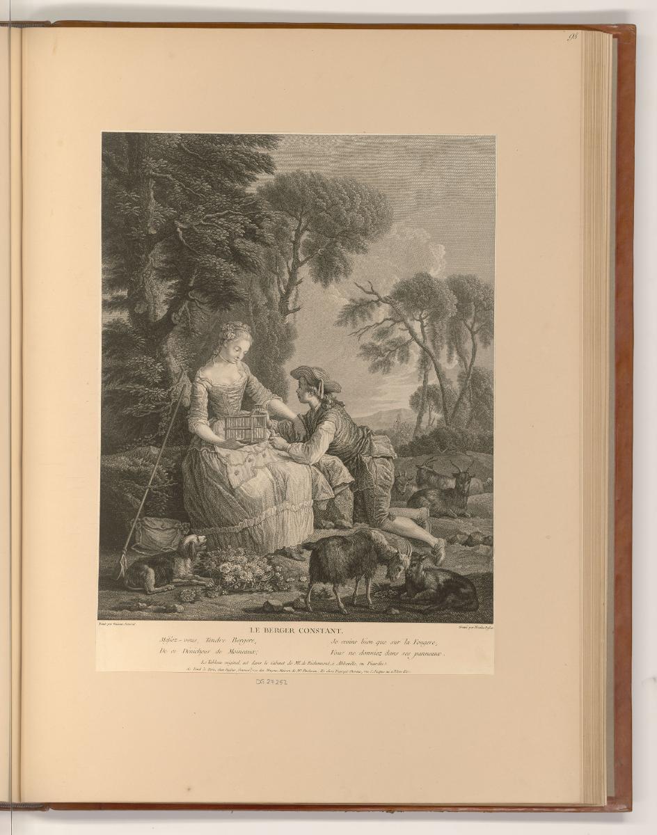 Druckgrafiken nach Jean Restout, Charles Coypel und Etienne Jeaurat, Le berger constant, Inv. N…