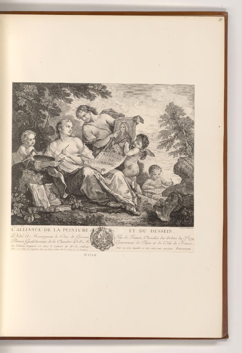 Französische Druckgrafiken des 18. Jahrhunderts, L'Alliance de la peinture et du dessin, Inv. N…