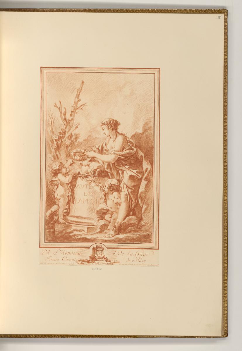 Druckgrafiken nach François Boucher, Frau opfert mit zwei Amoretten einen Blumenkranz, Inv. Nr.…