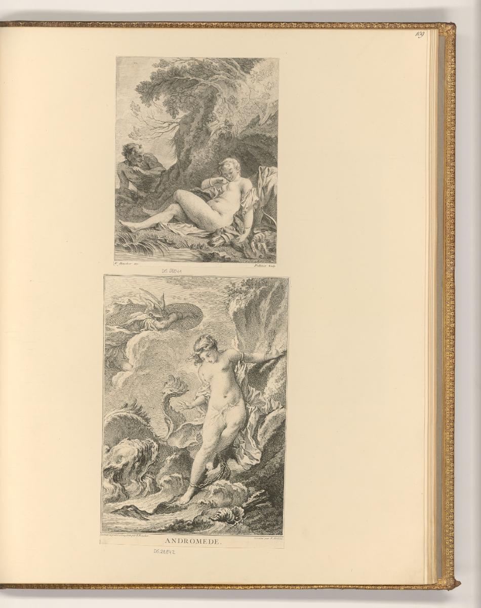 Druckgrafiken nach François Boucher, Nymphe und Satyr; Andromede, Inv. Nr.: Frankreich nach Sek…