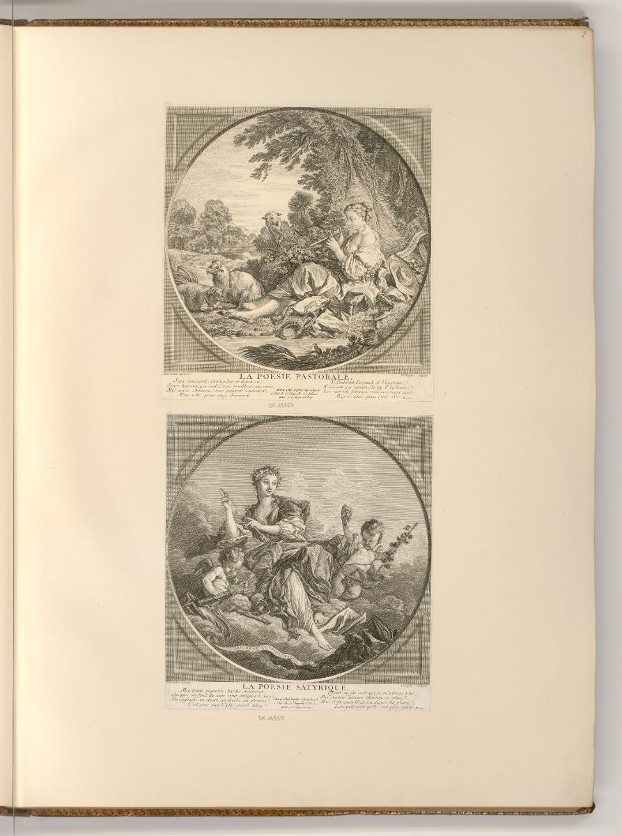 Druckgrafiken nach François Boucher, La poesie pastorale; La poesie satyrique, Inv. Nr.: Frankr…