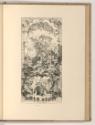 Druckgrafiken nach François Boucher, Ornamentkartusche mit pastoraler Szene und Brunnen, Inv. N…