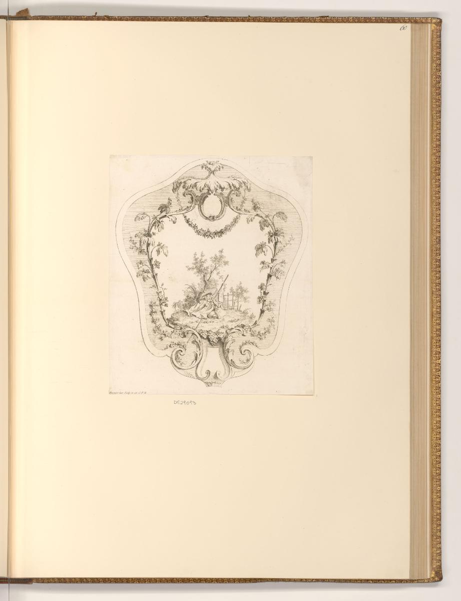 Druckgrafiken nach François Boucher, Kartusche mit Pilgerausstattung, Inv. Nr.: Frankreich nach…