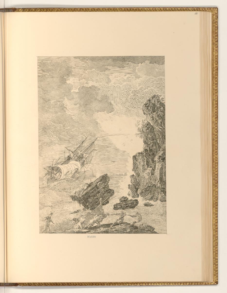 Druckgrafiken nach Claude-Joseph Vernet und Joseph Marie Vien, Küstenlandschaft bei Sturm, Inv.…