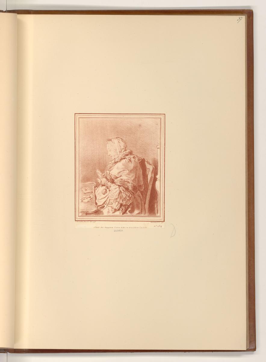 Gilles Demarteau, Druckgrafiken nach Charles Nicolas Cochin, Frau mit Kartenspiel, Inv. Nr.: Fr…