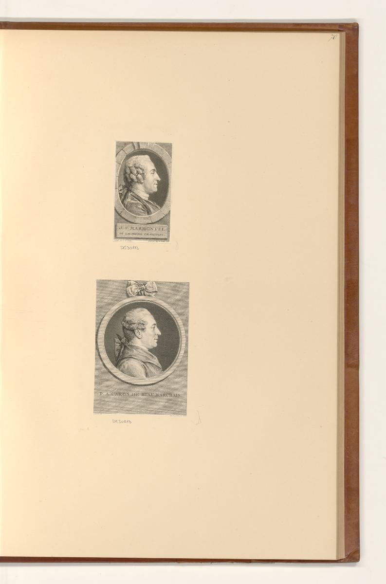 Druckgrafiken nach Charles Nicolas Cochin, Porträt Jean-François Marmontel; Pierre Augustin Car…