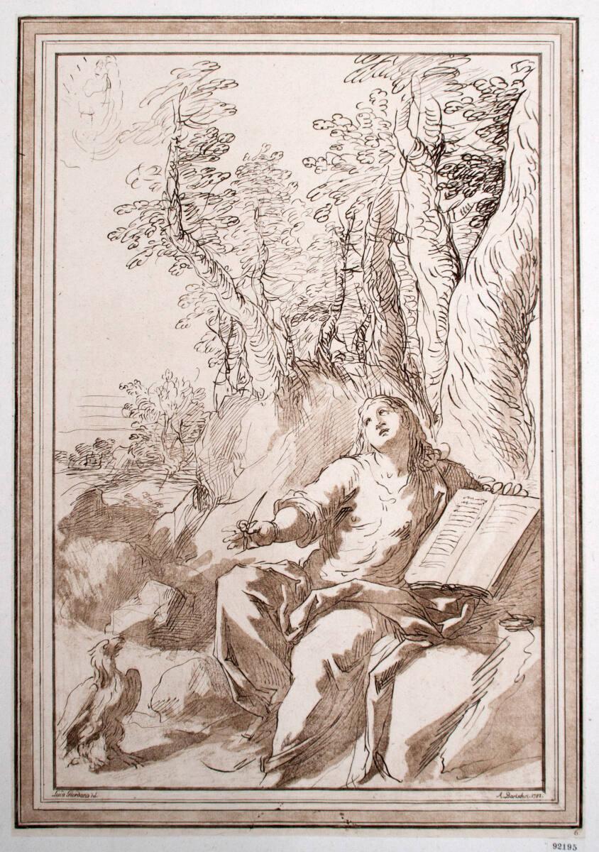 'Johannes auf Patmos beim Aufzeichnen der Offenbarung, Inv. Nr.: DG92195