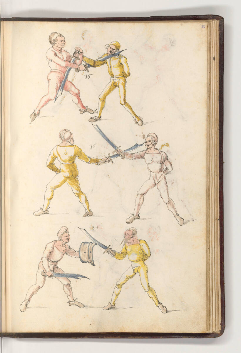 Das Ring- und Fechtbuch (fol. 85r: Schwertkämpfe), 1512