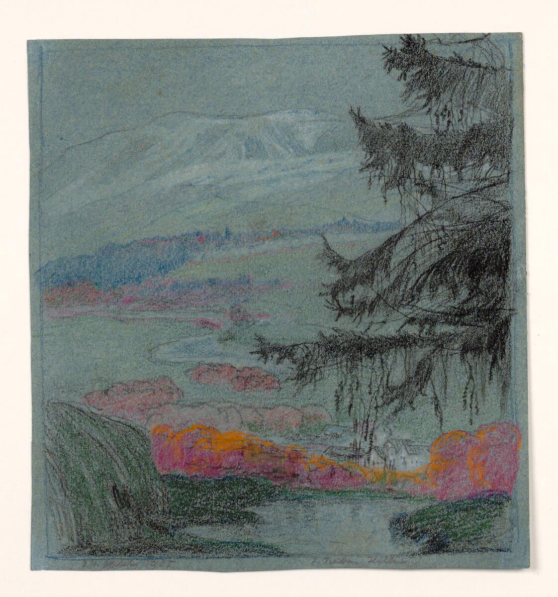 Emilie Mediz-Pelikan, Lärchen im Gebirge, Inv. Nr.: 39131