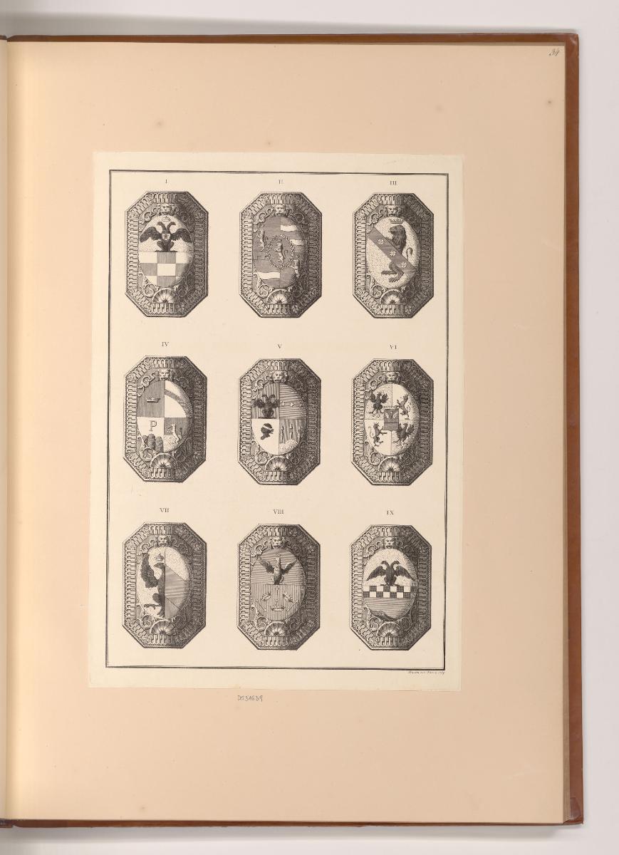 Französische Druckgrafiken des 18. Jahrhunderts, Diverse Wappenschilder, Inv. Nr.: Frankreich n…