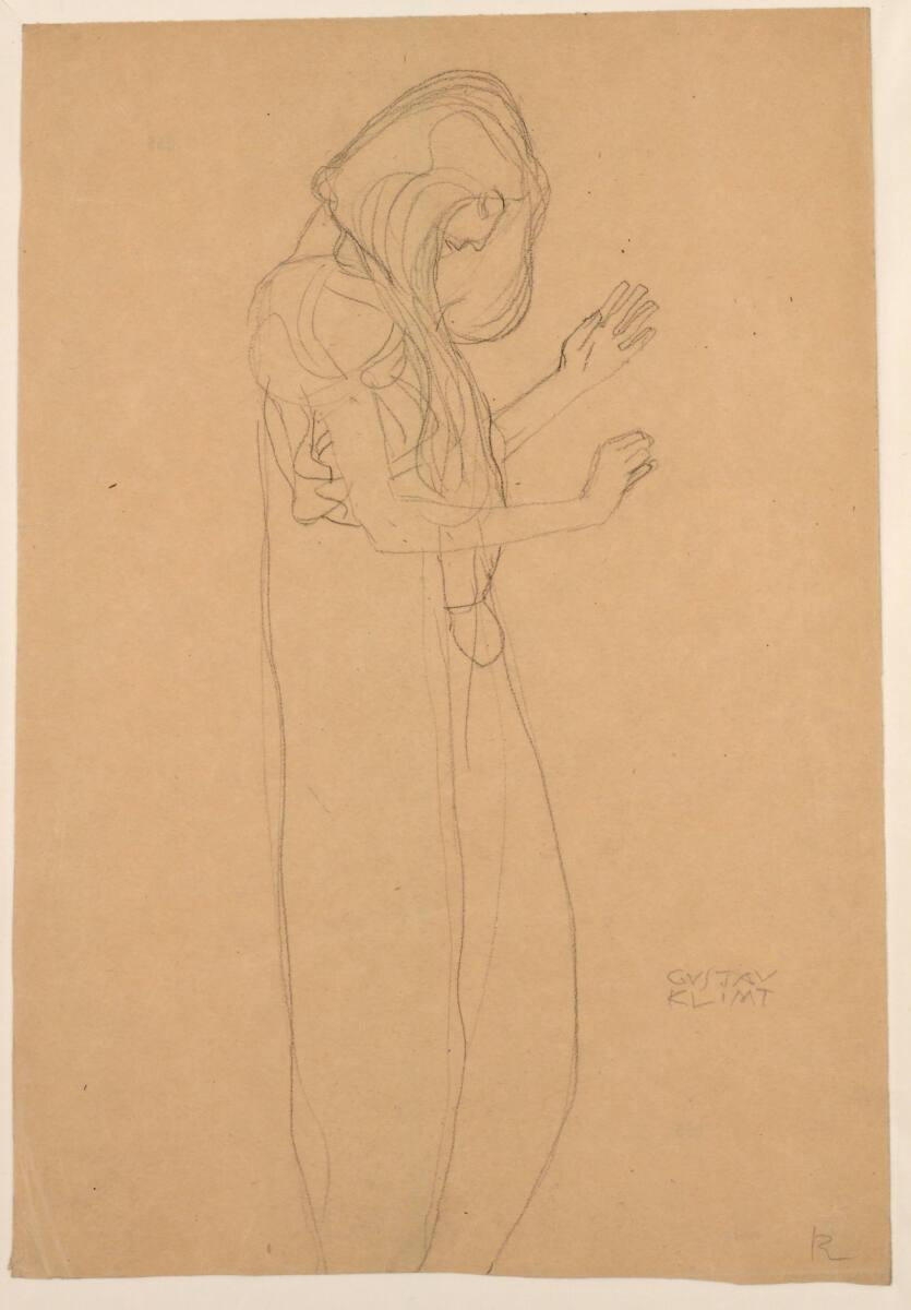 Studie für „Die Poesie“ im Beethovenfries, Gustav Klimt, 1901