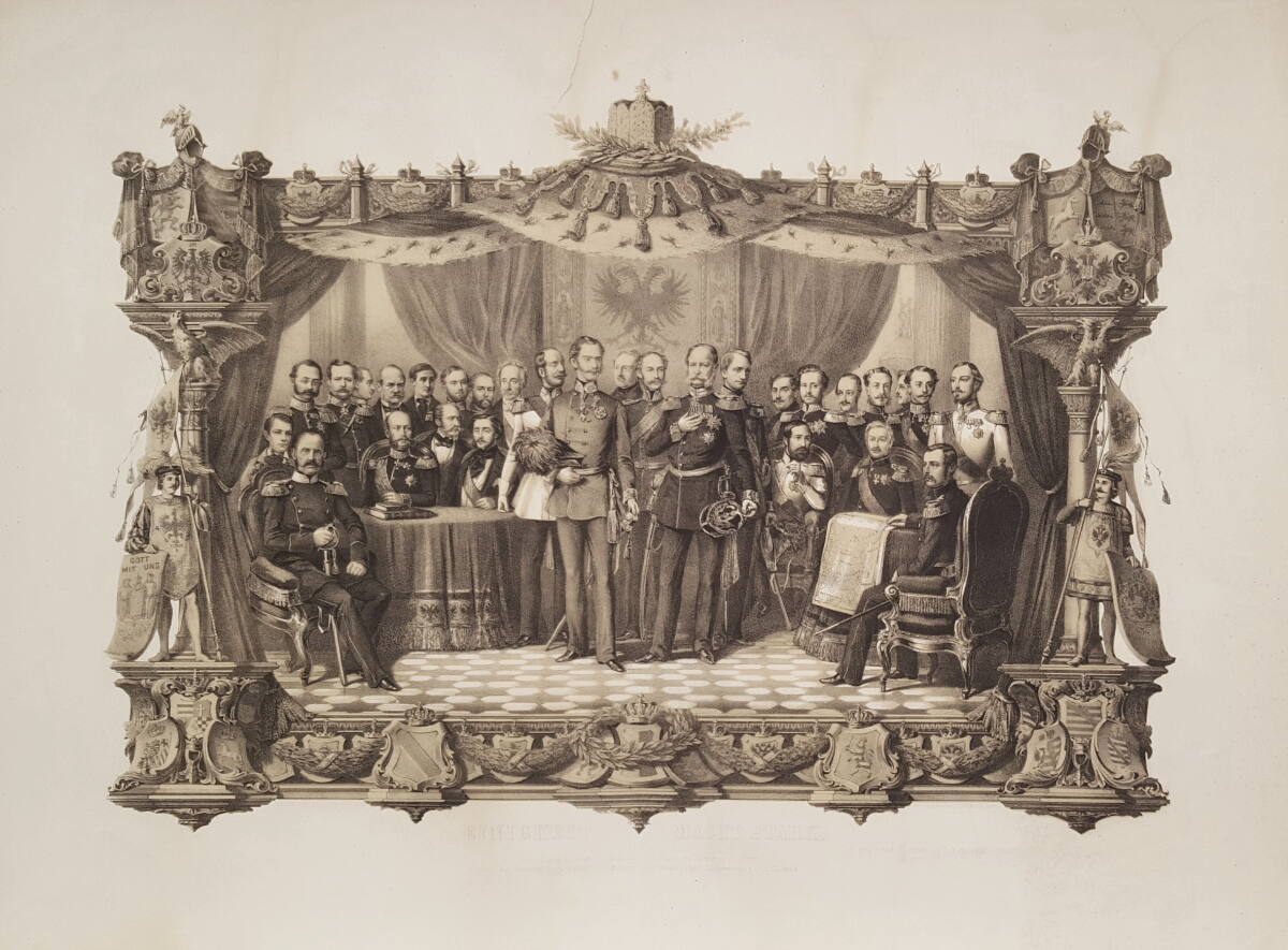 Die Fürsten des Deutschen Bundes unter Führung von Kaiser Franz Joseph I. von Österreich und König Wilhelm I. von Preußen, WilhelmJab, 1861