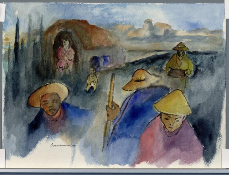 Heinrich Sussmann, Chinesen mit Haus und Landschaft, Inv. Nr.: 39571